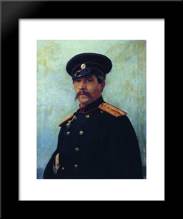 Portrait Of A Military Engineer, Captain A. Shevtsov, Brother Of The Artist'S Wife 20x24 Black Modern Wood Framed Art Print Poster by Repin, Ilya