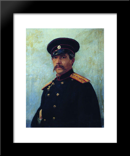 Portrait Of A Military Engineer, Captain A. Shevtsov, Brother Of The Artist'S Wife 20x24 Black Modern Wood Framed Art Print Poster by Repin, Ilya