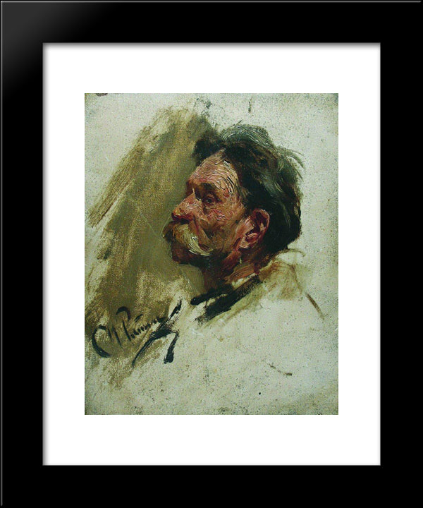 Portrait Of A Peasant 20x24 Black Modern Wood Framed Art Print Poster by Repin, Ilya
