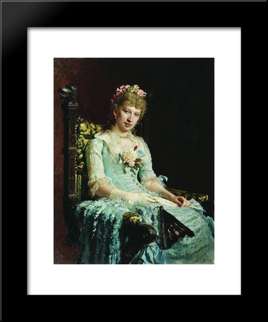 Portrait Of A Woman (E.D. Botkina) 20x24 Black Modern Wood Framed Art Print Poster by Repin, Ilya