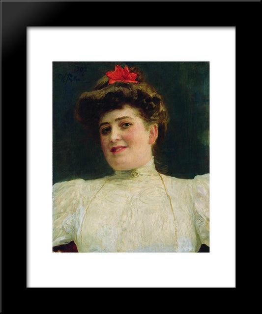 Portrait Of A Woman (Olga Shoofs) 20x24 Black Modern Wood Framed Art Print Poster by Repin, Ilya