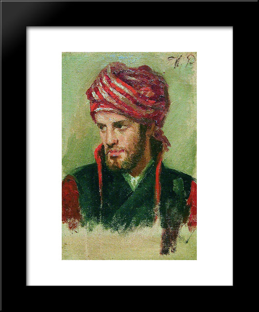 Portrait Of A Young Man In A Turban 20x24 Black Modern Wood Framed Art Print Poster by Repin, Ilya