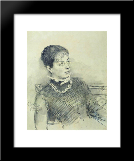 Portrait Of A Young Wife, Sitting On The Couch 20x24 Black Modern Wood Framed Art Print Poster by Repin, Ilya