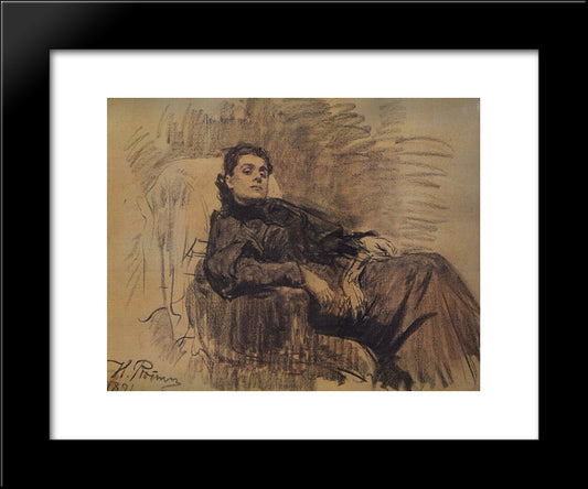 Portrait Of Actress Eleonora Duse 20x24 Black Modern Wood Framed Art Print Poster by Repin, Ilya