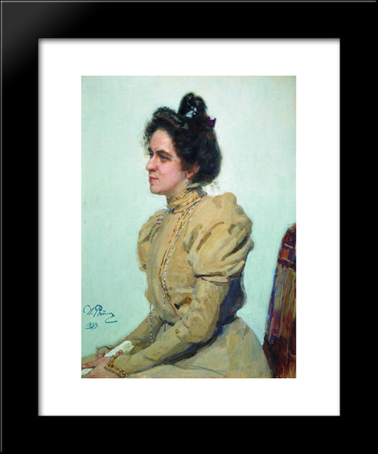 Portrait Of Actress Lyubov Sazonova-Shuvalova 20x24 Black Modern Wood Framed Art Print Poster by Repin, Ilya