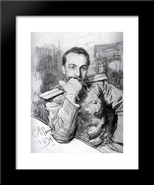 Portrait Of Aleksandr Zhirkevich 20x24 Black Modern Wood Framed Art Print Poster by Repin, Ilya