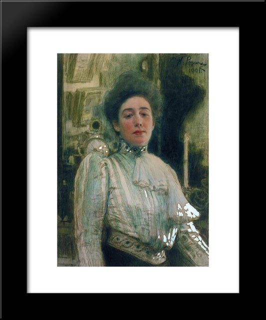 Portrait Of Alexandra Pavlovna Botkina 20x24 Black Modern Wood Framed Art Print Poster by Repin, Ilya