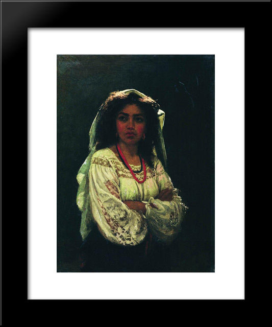 Portrait Of An Italian Woman 20x24 Black Modern Wood Framed Art Print Poster by Repin, Ilya