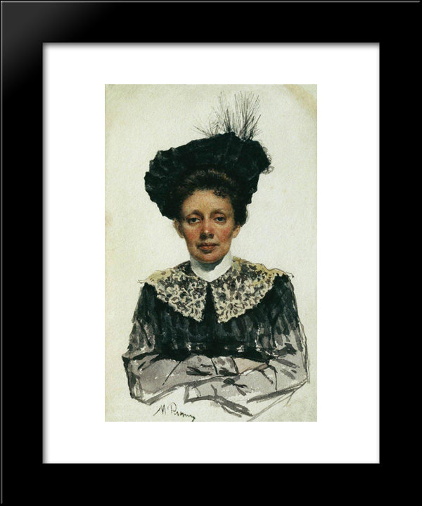 Portrait Of An Unknown Woman 20x24 Black Modern Wood Framed Art Print Poster by Repin, Ilya