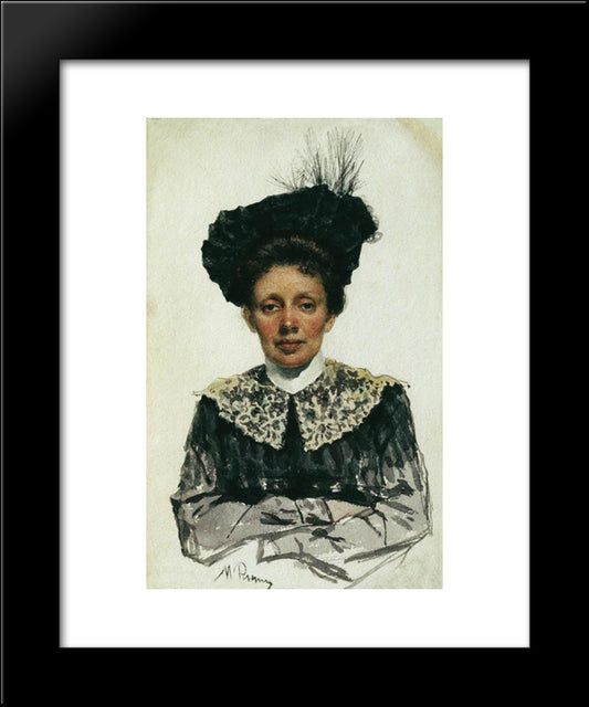 Portrait Of An Unknown Woman 20x24 Black Modern Wood Framed Art Print Poster by Repin, Ilya