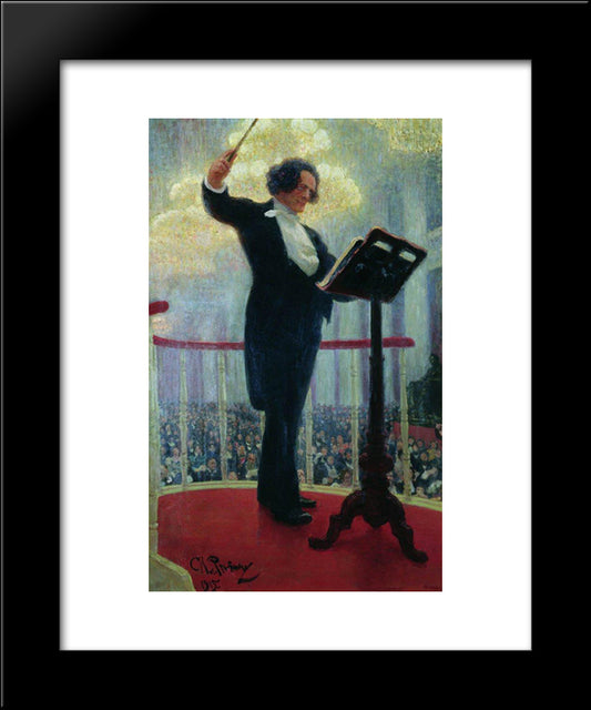 Portrait Of Anton Rubinstein 20x24 Black Modern Wood Framed Art Print Poster by Repin, Ilya