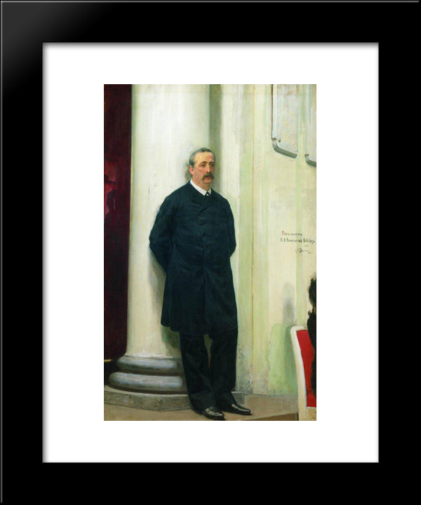Portrait Of Composer And Chemist Aleksander Porfirievich Borodin 20x24 Black Modern Wood Framed Art Print Poster by Repin, Ilya