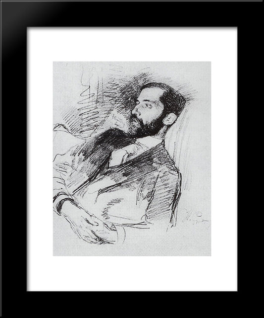 Portrait Of Dmitri Sergueyevich Merezhkovsky 20x24 Black Modern Wood Framed Art Print Poster by Repin, Ilya