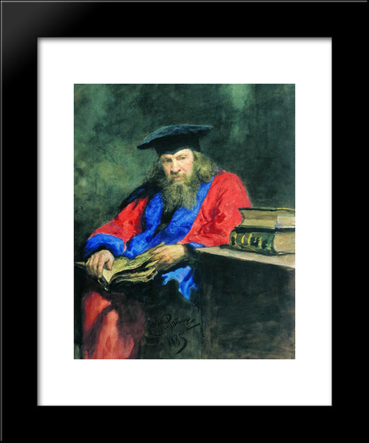 Portrait Of Dmitry Mendeleev 20x24 Black Modern Wood Framed Art Print Poster by Repin, Ilya