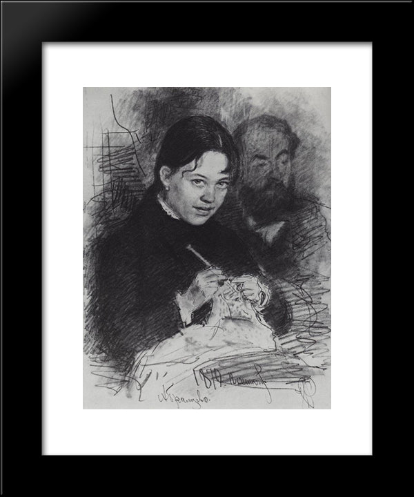 Portrait Of E.L. Prahova And Painter R.S. Levitsky 20x24 Black Modern Wood Framed Art Print Poster by Repin, Ilya