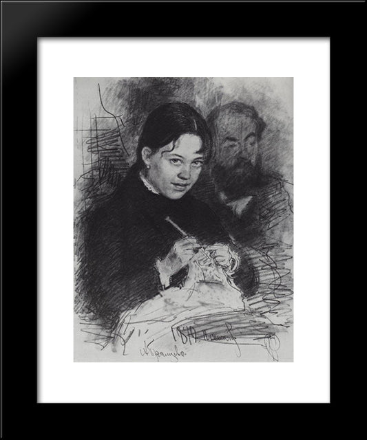 Portrait Of E.L. Prahova And Painter R.S. Levitsky 20x24 Black Modern Wood Framed Art Print Poster by Repin, Ilya
