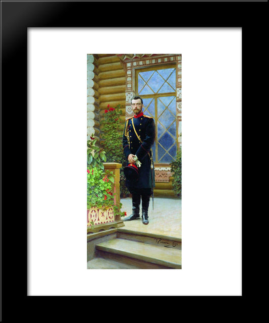 Portrait Of Emperor Nicholas Ii On The Porch 20x24 Black Modern Wood Framed Art Print Poster by Repin, Ilya