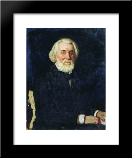 Portrait Of Ivan Turgenev 20x24 Black Modern Wood Framed Art Print Poster by Repin, Ilya