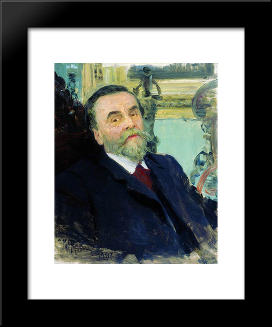Portrait Of Ivan Zvetkov 20x24 Black Modern Wood Framed Art Print Poster by Repin, Ilya