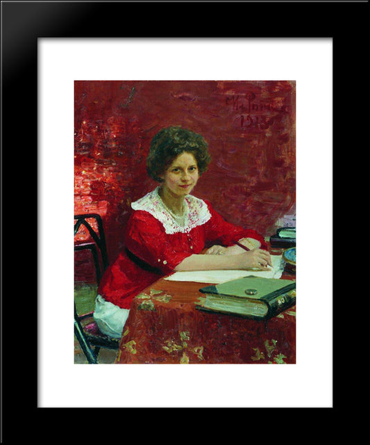 Portrait Of K.B. Boleslavova 20x24 Black Modern Wood Framed Art Print Poster by Repin, Ilya