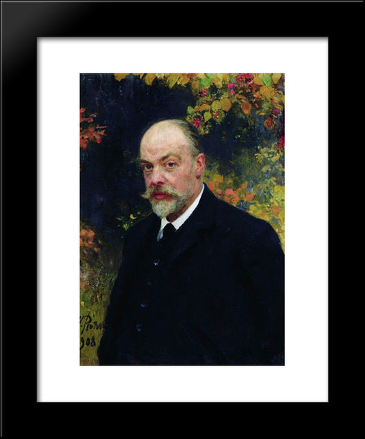 Portrait Of Kryuchkov 20x24 Black Modern Wood Framed Art Print Poster by Repin, Ilya
