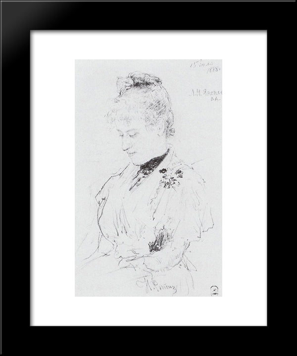 Portrait Of L.N. Yakovleva 20x24 Black Modern Wood Framed Art Print Poster by Repin, Ilya