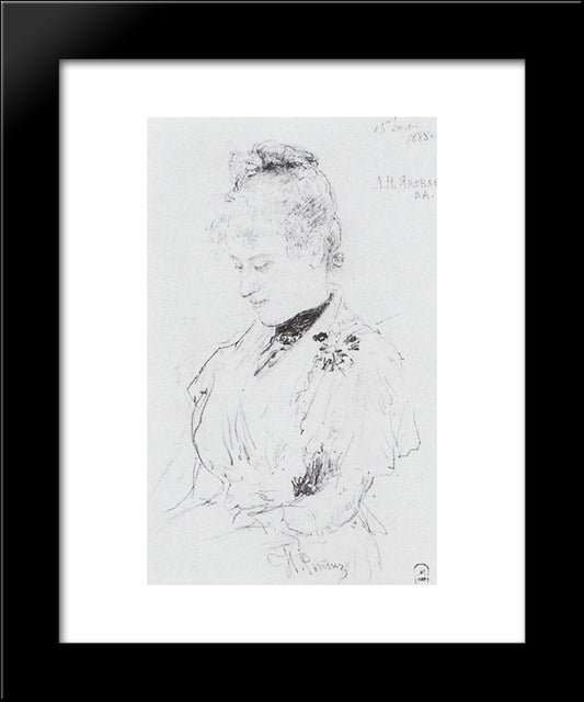 Portrait Of L.N. Yakovleva 20x24 Black Modern Wood Framed Art Print Poster by Repin, Ilya