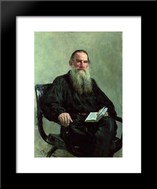 Portrait Of Leo Tolstoy 20x24 Black Modern Wood Framed Art Print Poster by Repin, Ilya