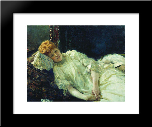 Portrait Of Luiza Mersi D'Arzhanto 20x24 Black Modern Wood Framed Art Print Poster by Repin, Ilya