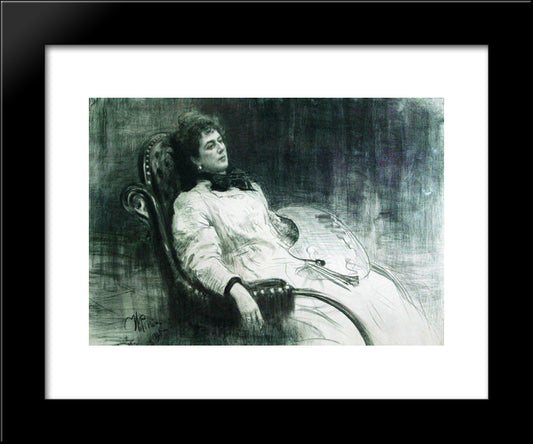 Portrait Of M.K. Tenisheva 20x24 Black Modern Wood Framed Art Print Poster by Repin, Ilya