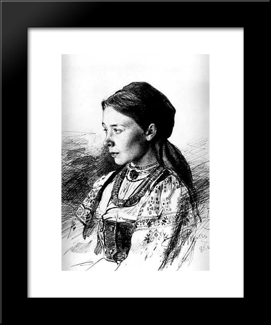 Portrait Of Maria Artsybasheva 20x24 Black Modern Wood Framed Art Print Poster by Repin, Ilya