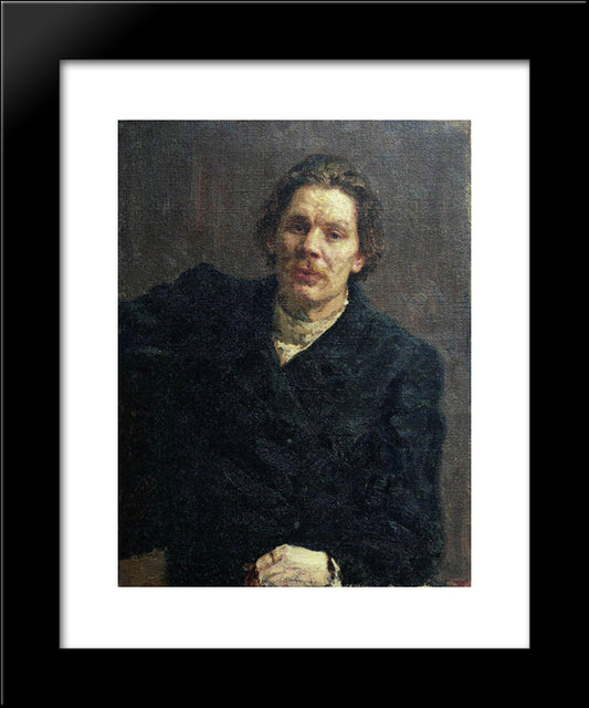 Portrait Of Maxim Gorky 20x24 Black Modern Wood Framed Art Print Poster by Repin, Ilya