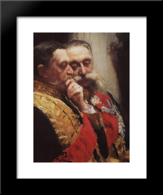 Portrait Of Members Of State Council Ivan Logginovich Goremykin And Nikolai Nikolayevich Gerard. Study. 20x24 Black Modern Wood Framed Art Print Poster by Repin, Ilya