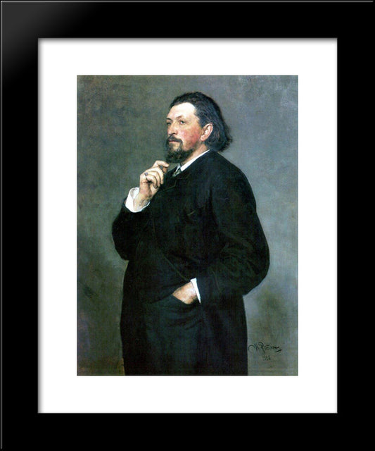 Portrait Of Music Editor And Patron Mitrofan Petrovich Belyayev 20x24 Black Modern Wood Framed Art Print Poster by Repin, Ilya