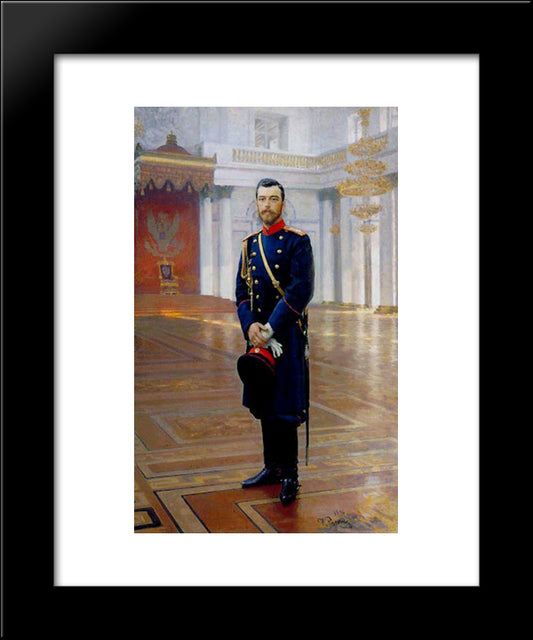 Portrait Of Nicholas Ii The Last Russian Emperor 20x24 Black Modern Wood Framed Art Print Poster by Repin, Ilya