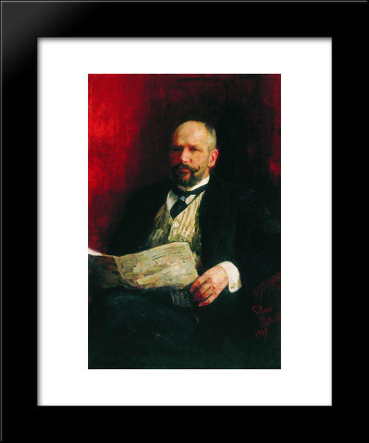 Portrait Of P.A. Stolypin 20x24 Black Modern Wood Framed Art Print Poster by Repin, Ilya