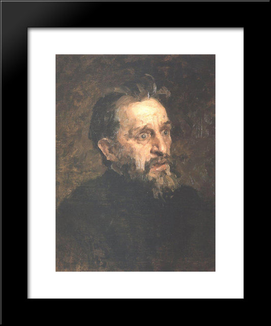 Portrait Of Painter Grigory Grigoryevich Myasoyedov 20x24 Black Modern Wood Framed Art Print Poster by Repin, Ilya