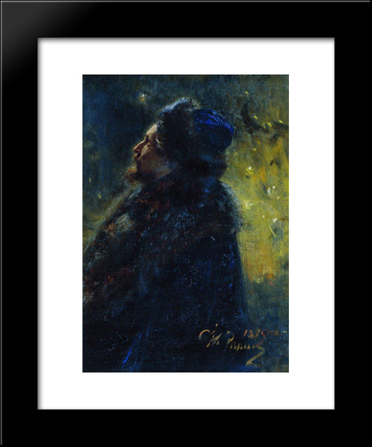 Portrait Of Painter Viktor Mikhailovich Vasnetsov. Study For The Picture Sadko In The Underwater Kingdom. 20x24 Black Modern Wood Framed Art Print Poster by Repin, Ilya