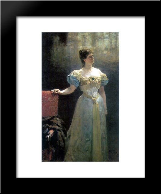Portrait Of Princess Maria Klavdievna Tenisheva 20x24 Black Modern Wood Framed Art Print Poster by Repin, Ilya