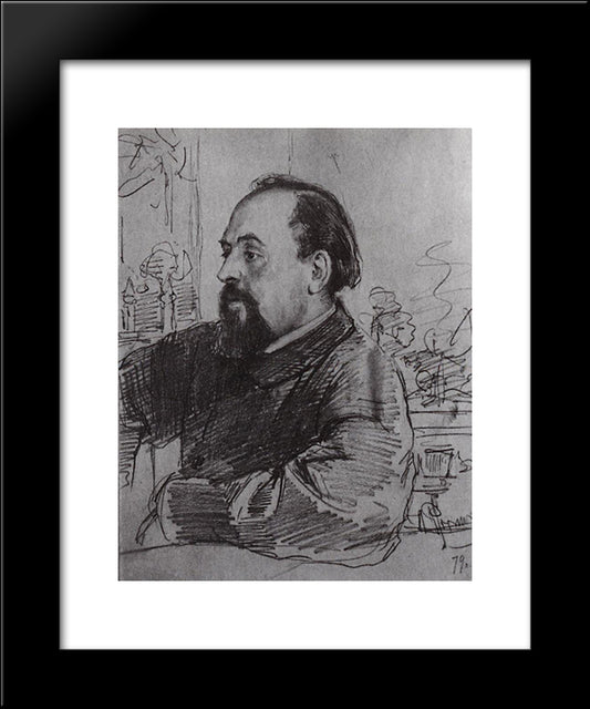Portrait Of S. Mamontov 20x24 Black Modern Wood Framed Art Print Poster by Repin, Ilya