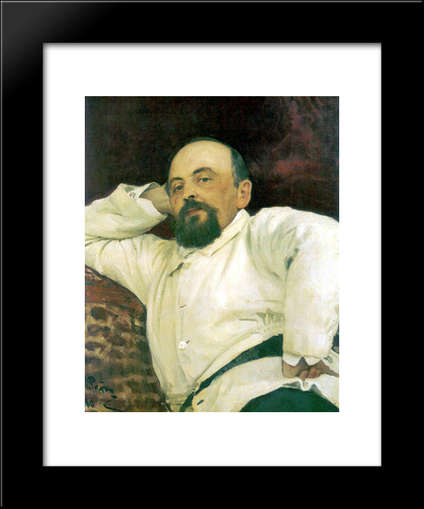 Portrait Of Savva Mamontov 20x24 Black Modern Wood Framed Art Print Poster by Repin, Ilya