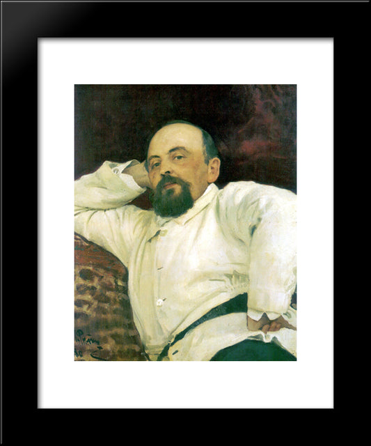 Portrait Of Savva Mamontov 20x24 Black Modern Wood Framed Art Print Poster by Repin, Ilya