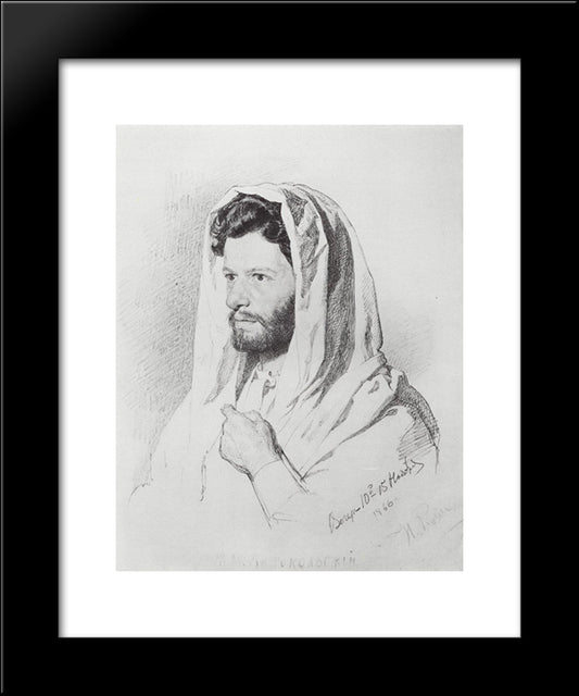 Portrait Of Sculptor Mark Matveevich Antokolski 20x24 Black Modern Wood Framed Art Print Poster by Repin, Ilya