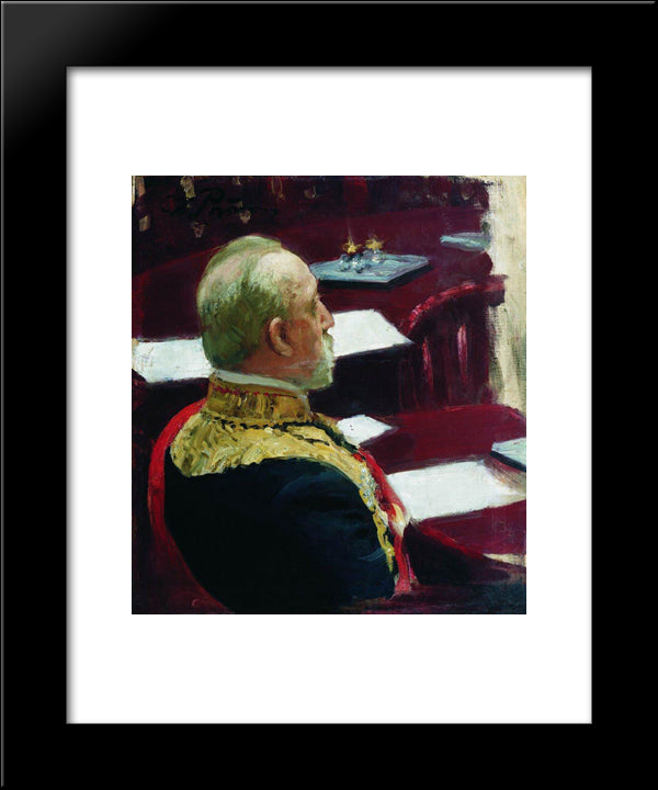 Portrait Of Secretary Of State, General And Member Of State Council Mikhail Nikolayevich Galkin-Vraskoi 20x24 Black Modern Wood Framed Art Print Poster by Repin, Ilya