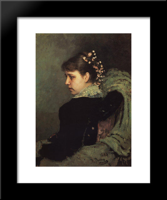 Portrait Of Tatiana Rechinskay 20x24 Black Modern Wood Framed Art Print Poster by Repin, Ilya