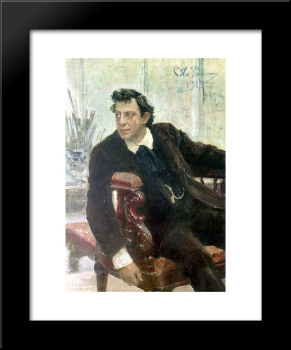 Portrait Of The Actor Pavel Samoylov 20x24 Black Modern Wood Framed Art Print Poster by Repin, Ilya