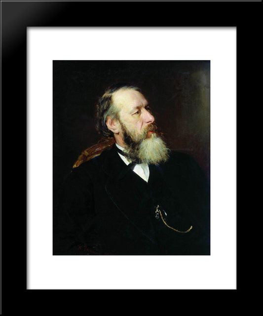 Portrait Of The Art Critic Vladimir Stasov 20x24 Black Modern Wood Framed Art Print Poster by Repin, Ilya