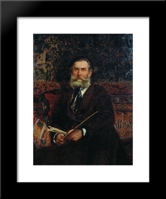 Portrait Of The Artist A. P. Bogolubov 20x24 Black Modern Wood Framed Art Print Poster by Repin, Ilya