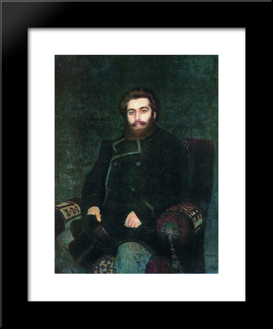 Portrait Of The Artist Arkhip Kuindzhi 20x24 Black Modern Wood Framed Art Print Poster by Repin, Ilya