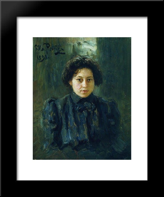 Portrait Of The Artist Daughter Nadezhda 20x24 Black Modern Wood Framed Art Print Poster by Repin, Ilya